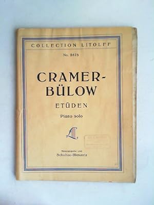 Imagen del vendedor de Collection Litolff No. 2676. Cramer-Blow Etden. Piano Solo. 60 Ausgewhlte Klavier-Etden von J. B. Cramer. Mit Fingersatz, Vortragsbezeichnungen und Anmerkungen von Hans von Blow. Neuausgabe von Schultze-Biesantz. a la venta por Antiquariat Kelifer