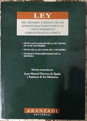 Image du vendeur pour LEY DEL REGIMEN JURIDICO DE LAS ADMINISTRACIONES PUBLICAS Y PROCEDIMIENTO ADMINISTRATIVO COMUN mis en vente par Fbula Libros (Librera Jimnez-Bravo)