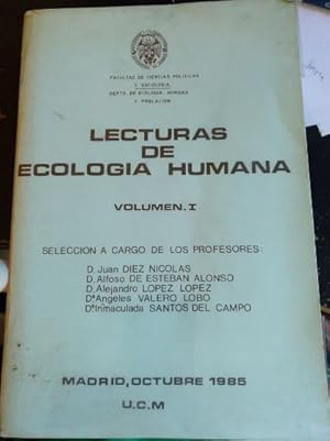 Seller image for LECTURAS DE ECOLOGIA HUMANA. VOLUMEN I. for sale by Libreria Lopez de Araujo