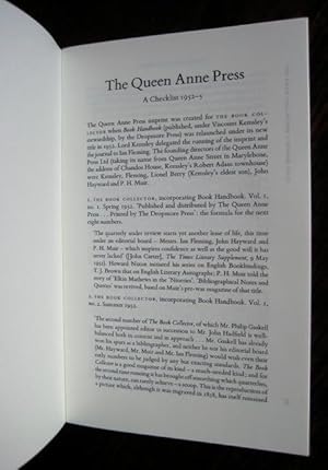 The Queen Anne Press: a checklist 1952-5. [Offprint from The Book Collector, Spring 2017, "Ian Fl...