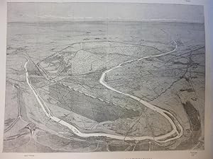 Orig. Holzstich - Paris - Bird's-Eye View of Paris and its Fortifications.