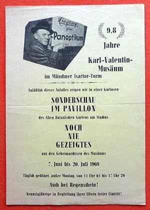 Flugblatt zu: "9,8 Jahre Karl-Valentin-Musäum im Münchner Isartor-Turm" (Kuriose Sonderschau im P...