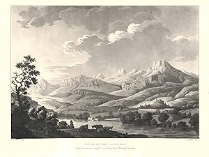 Bild des Verkufers fr Gesamtansicht ber den Lech mit Blick auf Hohenschwangau und den Tegelberg ('Course of the Lech towards Fussen'). zum Verkauf von Antiquariat Norbert Haas