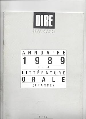 Dire revue du conte et de l'oralite annuaire 1989 de la litterature orale