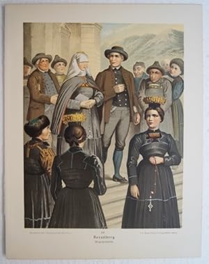 Seller image for Voralberg. Gregenzerwald. Originale Farb-Lithographie von Albert Kretschmer (1825 - 1891) auf Kunstdruck-Karton im Stein signiert. Unterhalb der Darstellung betitelt. Blattgre ca. 31,6 x 24,5 cm. for sale by Treptower Buecherkabinett Inh. Schultz Volha