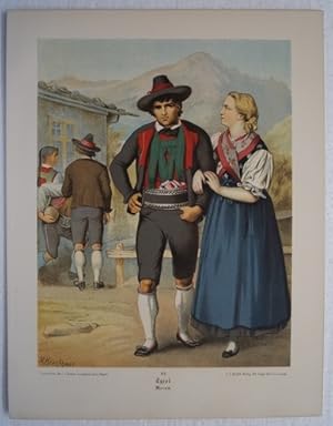 Seller image for Tyrol. Meran. Originale Farb-Lithographie von Albert Kretschmer (1825 - 1891) auf Kunstdruck-Karton im Stein signiert. Unterhalb der Darstellung betitelt. Blattgre ca. 31,8 x 24,5 cm. for sale by Treptower Buecherkabinett Inh. Schultz Volha