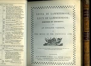 Immagine del venditore per Italian Operas - Volume I: La Figlia Del Reggimento (The Daughter of the Regiment) | Lucrezia Borgia (Lucretia Borgia) | Lucia di Lammermoor (Lucy of Lammermoor) | Don Pasquale | LaFavorita (The Favourite) | L' Elisire d' Amore (The Elixir of Love) | Il Barbiere di Siviglia (The Barber of Seville) | Semiramide (Semiramis) with an English Version and the Music of the Principal Airs. Volume II: Norma | La Sonnambula (The Somnambulist) | I Puritani (The Puritans) | Le Prophte (The Prophet) | Roberto Il Diavolo (Robert the Devil) | Les Hugenots (The Huguenots) | Don Giovanni (Don Juan) | Il Franco Arciero (Der Freischtz) with an English Version and the Music of the Principal Airs. Libretto with parallel Italian and English text. Bound Over Tw venduto da Little Stour Books PBFA Member