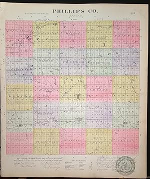 [Map] Phillips County, Kansas [backed with] Phillipsburg, Marvin, Logan, & Long Island (of Philli...