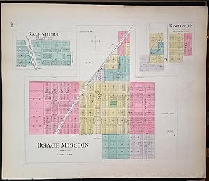 [Map] Osage Mission, Galesburg, & Earlton (of Neosho County, Kansas) [backed with ] Erie Thayer, ...