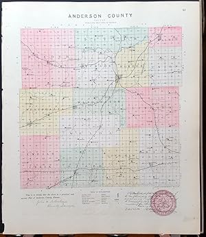 [Map] Anderson County, Kansas [backed with] Colony, Mont Ida, Welda, Kincade, Westphalia, & Greel...