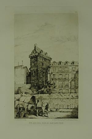 Bild des Verkufers fr Rue Aux Ours. Tour de Jean Sans Peur". Eau forte (Radierung). zum Verkauf von Antiquariat  Braun