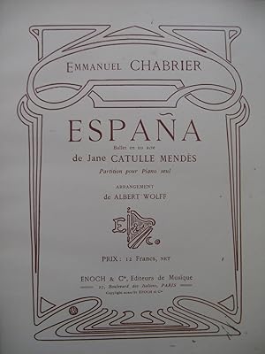 Bild des Verkufers fr CHABRIER Emmanuel Espana Ballet Piano solo 1911 zum Verkauf von partitions-anciennes