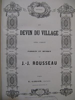 Image du vendeur pour ROUSSEAU Jean-Jacques Le Devin du Village Opra Chant Piano ca1855 mis en vente par partitions-anciennes