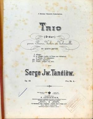 Trio (D-dur) pour piano, violon et violoncelle. Op. 22