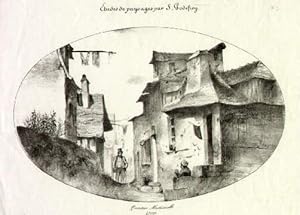 Bild des Verkufers fr Quartier Martinville a Rouen. Lithographie im Oval von F.Godefroy. zum Verkauf von Antiquariat Heinz Tessin