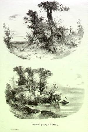 Bild des Verkufers fr Zwei Ansichten aus der Umgebung von Rouen auf einem Blatt. Lithographie von F.Godefroy. zum Verkauf von Antiquariat Heinz Tessin