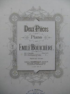 BOUICHERE Emile Deux Pieces pour piano