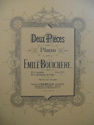 Seller image for BOUICHERE Emile Deux Pices No 2 En Forme de Valse Piano for sale by partitions-anciennes