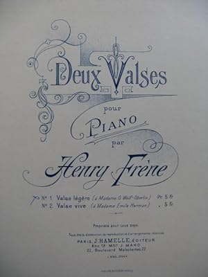 Imagen del vendedor de FRENE Henry Valse Lgre Piano a la venta por partitions-anciennes