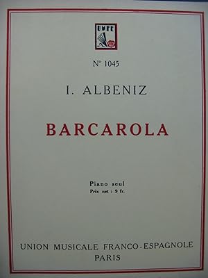 ALBENIZ Isaac Barcarola Piano 1929