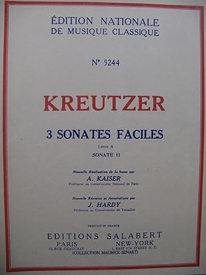 Seller image for KREUTZER Rodolphe Sonate facile Lettre A No 2 Violon Piano for sale by partitions-anciennes