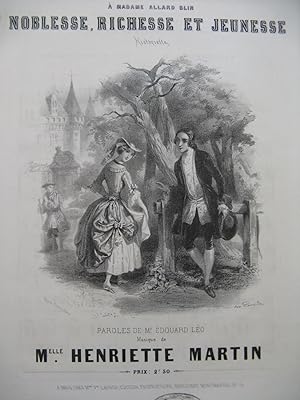 Imagen del vendedor de MARTIN Henriette Noblesse, Richesse et Jeunesse Chant Piano ca1850 a la venta por partitions-anciennes