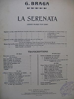 Seller image for BRAGA G. La Serenata Piano Violon ou Violoncelle 1946 for sale by partitions-anciennes