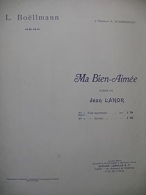 Seller image for BOLLMANN L. Ma Bien-Aime Chant Piano ca1910 for sale by partitions-anciennes