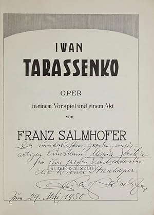 Immagine del venditore per Iwan Tarassenko Oper in einem Vorspiel und einem Akt. Klavier-Auszug. [Piano-vocal score] venduto da J & J LUBRANO MUSIC ANTIQUARIANS LLC