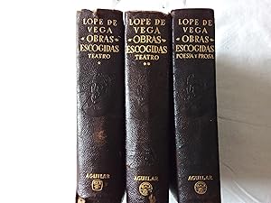 Imagen del vendedor de Obras escogidas. 3 TOMOS (tomo I y II de Teatro y tomo II de Poesa y Prosa). Estudio preliminar, biografa, notas y apndices de Federico Carlos Sainz de Robles. Tomo I: Teatro. Las famosas asturianas. Los pardos de Len. Los tellos de Meneses. Valor, fortuna, lealtad. El mejor Alcalde, el Rey. Las paces de los Reyes. La estrella de Sevilla. Lo cierto por lo dudoso. El Rey Don Pedro, en Madrid. La nia de Plata. Porfiar hasta morir. Los novios de Hornachuelos. Peribez y el Comendador de Ocaa. El cabellero de Olmedo. Fuenteovejuna. El marqus de las Navas. El anzuelo de Fenisa. El castigo sin venganza. El acero de Madrid. La moza de cntaro. Los milagros del desprecio. El perro del hortelano. La dama boba. El sembrar en buena tierra a la venta por Librera "Franz Kafka" Mxico.