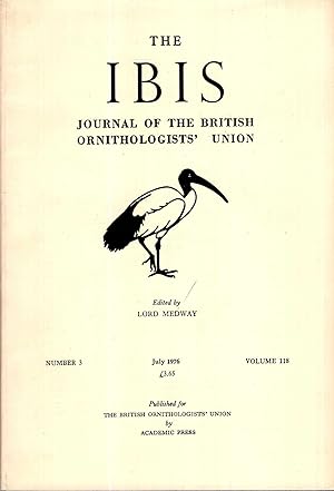 Bild des Verkufers fr The Ibis : Journal of the British Ornithologists' Union volume 118, Number 3, July 1976 zum Verkauf von Pendleburys - the bookshop in the hills