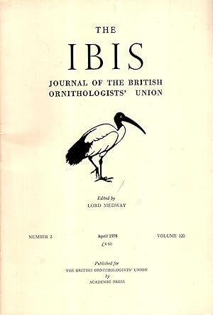 Bild des Verkufers fr The Ibis : Journal of the British Ornithologists' Union volume 120, Number 2, April 1978 zum Verkauf von Pendleburys - the bookshop in the hills