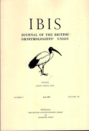Bild des Verkufers fr The Ibis : Journal of the British Ornithologists' Union volume 124, Number 3, July 1982 zum Verkauf von Pendleburys - the bookshop in the hills