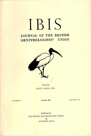 Bild des Verkufers fr The Ibis : Journal of the British Ornithologists' Union volume 124, Number 4, October 1983 zum Verkauf von Pendleburys - the bookshop in the hills