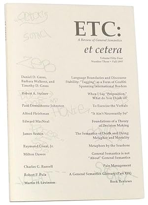 Seller image for ETC, et cetera: A Review of General Semantics. Volume 54, Number 3 (Fall 1997) for sale by Cat's Cradle Books