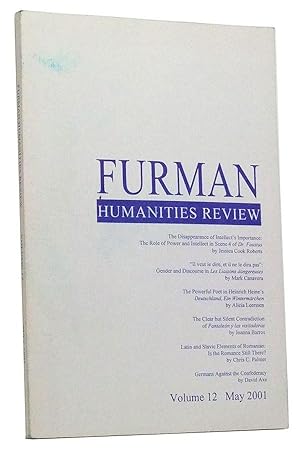 Bild des Verkufers fr Furman Humanities Review, Volume 12 (May 2001) zum Verkauf von Cat's Cradle Books
