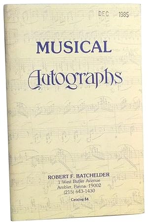 Musical Autographs. Catalog 54