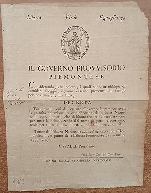 Il Governo Provvisorio Piemontese decreta