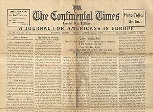 CONTINENTAL (THE) Times. Special War Edition. A Journal for American in Europe. N. 1095. Vol. XXI...