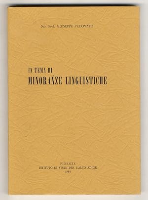 Bild des Verkufers fr In tema di minoranze linguistiche. zum Verkauf von Libreria Oreste Gozzini snc