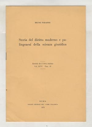 Bild des Verkufers fr Storia del diritto moderno e palingenesi della scienza giuridica. zum Verkauf von Libreria Oreste Gozzini snc