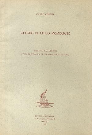 Bild des Verkufers fr Ricordo di Attilio Momigliano. Estratto dal volume: Studi in Memoria di Carmelo Sgroi (1893-1952). zum Verkauf von Libreria Oreste Gozzini snc