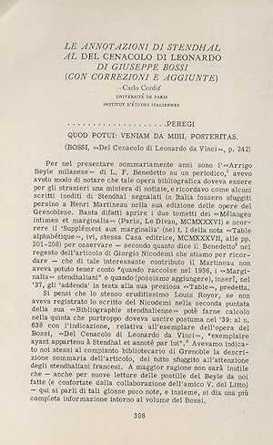 Seller image for Le annotazioni di Stendhal al Del Cenacolo di Leonardo di Giuseppe Bossi (con correzioni e aggiunte). for sale by Libreria Oreste Gozzini snc