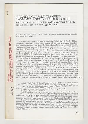 Antonio Cicciaporci tra Guido Cavalcanti e Giulia Rinieri de Rocchi (con testimonianze dal carteg...