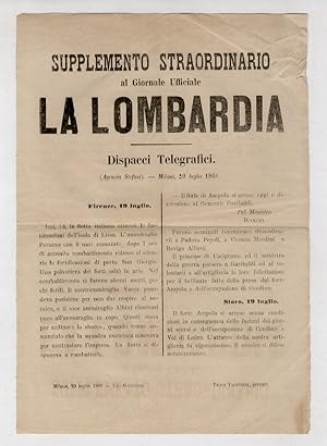 Supplemento straordinario al Giornale Ufficiale La Lombardia. Dispacci Telegrafici (Agenzia Stefa...