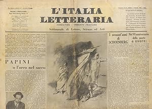 ITALIA (L') letteraria. Fondatore Umberto Fracchia. Settimanale di Lettere, Scienze ed Arti. Anno...