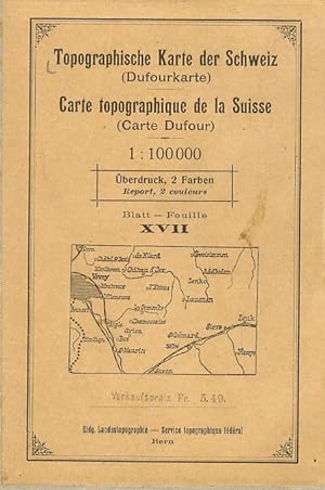 TOPOGRAPHISCHE Karte der Schweiz (Dofourkarte). 1:100.000. Uberdruck, 2 Farben. Blatt, XVII. [Vev...