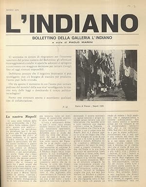 INDIANO (L'). Bollettino della Galleria l'Indiano, a cura di Paolo Marini. Marzo 1979.