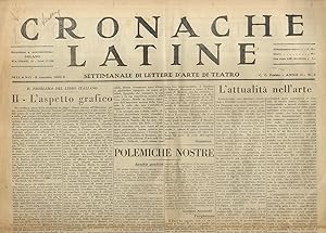CRONACHE latine. Settimanale di lettere d'arte e di teatro. Anno II, n. 2. 9 gennaio 1932.
