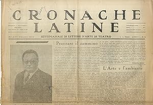 CRONACHE latine. Settimanale di lettere d'arte e di teatro. Anno I, n. 4. 26 dicembre 1931.